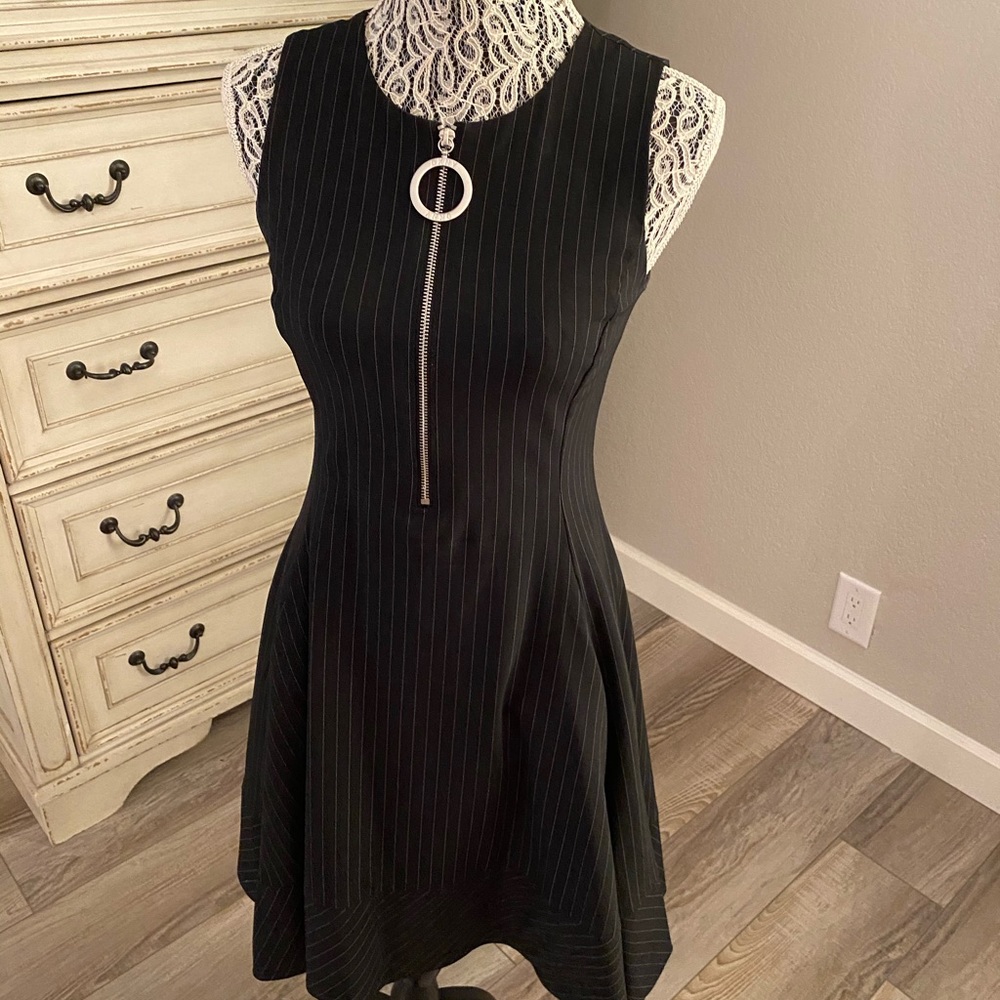 Black pin-strip dress